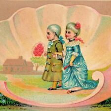 c1880s Cute Victorian Aged Married Kid Couple Trade Card Seashell Home Vision C7 picture