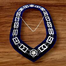 Blue Lodge Masonic Working Tools + Chain Collars with Blue Velvet Backing - Qual picture