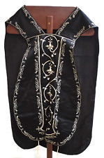 Older Black w/ White Roman Fiddleback Vestment, Embroidered (CU1428) Chalice Co. picture