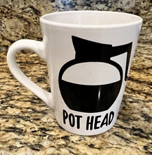 White Ceramic Novelty Pot Head Coffee Mug Marijuana Smokers Joke Joke Joke picture