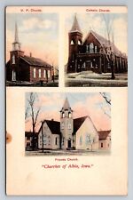 Churches Of Albia Iowa Vintage Unposted Postcard Catholic Church picture