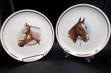 Vintage 60's Palomino Chestnut English Hunter Horse Equestrian Decorator Plates picture