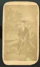1860's Coshocton Ohio S R ROBINSON w/ LONG MUSKET RIFLE SHOTGUN Faulkner's CDV picture