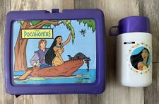 Vintage Plastic Aladdin Lunch Box w/ Thermos - Disney Pocahontas 8 x 8 3/4