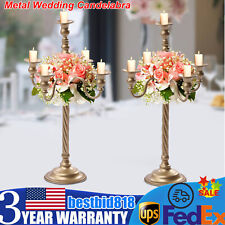 2Pcs Metal Candelabra Candle Holder Floral Stand Wedding Party Table Centerpiece picture