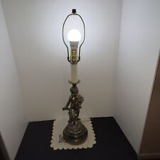 Antique figured bronze Art Nouveau electric lamp, figurine of a boy. picture