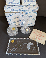 Princess House Vanity Set NEW Lead Crystal Perfume Tray Trinket Box Germany 1990 picture