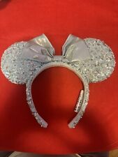 Disney Mickey Minnie Mouse Ears Teal Jeweled Sequin Bow Headband Blue Stones picture