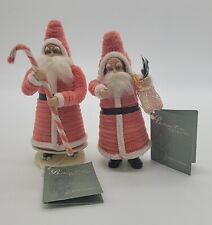 Set Of 2 Bethany Lowe Designs Chenille Stem Pipe Cleaner Santa Figurines w Tags picture