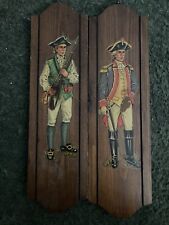 Lot of 2 Vintage revolutionary war soldier wooden wall plaques picture
