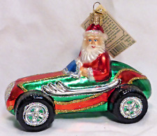 OWC Old World Christmas Blown Glass Race Car Santa #40182 fast speedster #25 picture