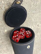 Dice Cup Black Leatherette and 5 Poker Dice With Storage Compartment picture