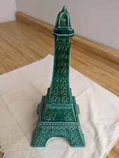 Vtg. France Royale green ceramic Eiffel Tower music box. picture